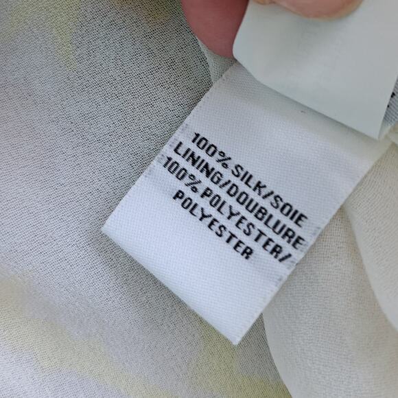 Diane Von Furstenberg Bryn Silk Chiffon Blouse Size 2 Yellow Beige Flowy Top - Picture 9 of 13